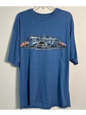 Ford Mustang Newport Blue T-Shirt Mens XL Blue Muscle Car Unleashed Horsepower
